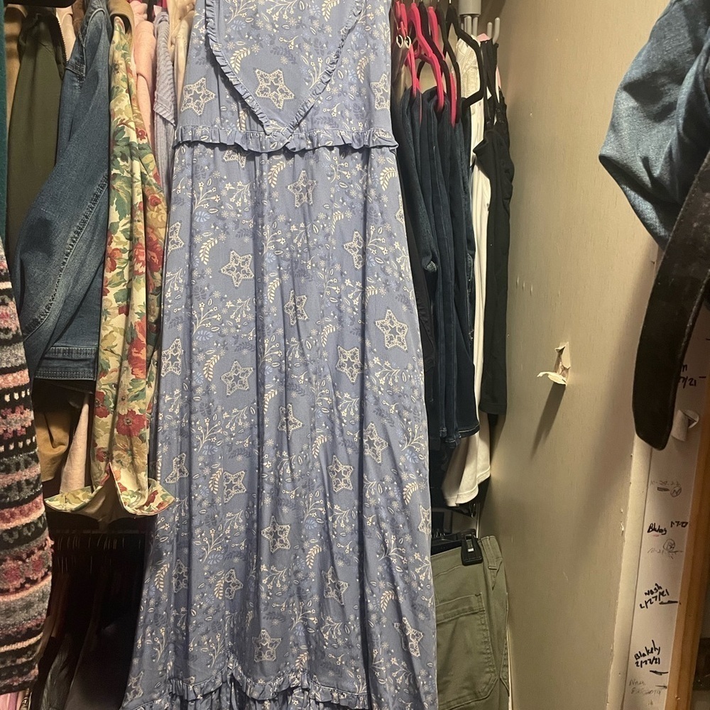Spell Celestial strappy Midi Dress Blue HTF sz L - Picture 9 of 10